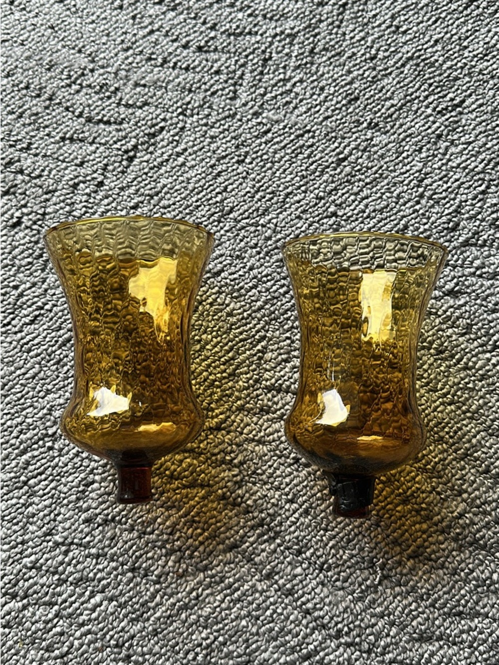 Amber Textured Glass Hurricane Shades - Pair